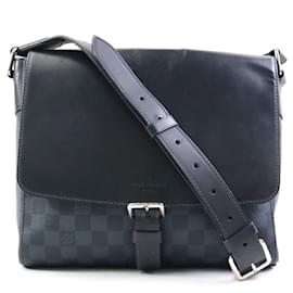 Louis Vuitton-Louis Vuitton Damier Cobalt Newport PM Shoulder Bag-Black,Navy blue