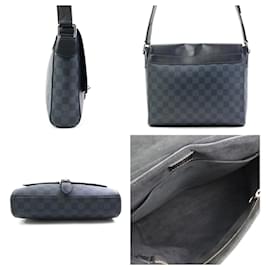 Louis Vuitton-Louis Vuitton Damier Cobalt Newport PM Shoulder Bag-Black,Navy blue