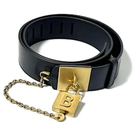 Balenciaga-Cinto de couro masculino Balenciaga com cadeado-Outro