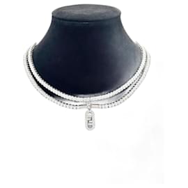 Fendi-FENDI Women's Choker Necklace Pendant Orlock-Silvery