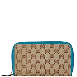 Gucci-Gucci GG Canvas langer Geldbeutel-Braun,Blau