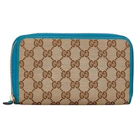 Gucci-Gucci GG Canvas langer Geldbeutel-Braun,Blau