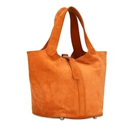 Hermès-Sac à main tote Hermes Picotin PM-Orange