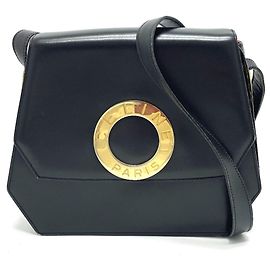 Céline Bolsa de ombro de couro preto Celine Preto