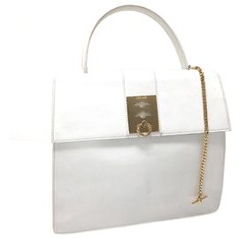 Céline Celine Vintage Weißer Lederhandtasche Weiß