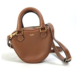 Céline-Bolsa de ombro de couro marrom Celine-Marrom