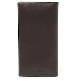 Bulgari-Bvlgari Long Bill Wallet in Chocolate Leather-Chocolate