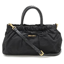 Prada Tessuto Bow Handbag Black