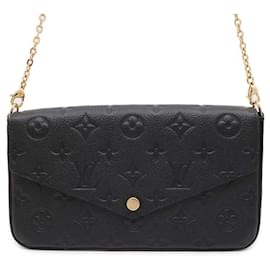 Louis Vuitton-Louis Vuitton Chain Wallet Monogram Empreinte Pochette Felicie M64064-Black