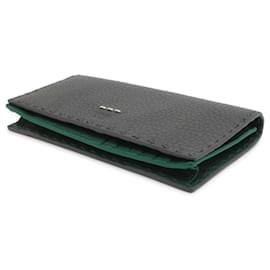 Fendi-Fendi Long Wallet Selleria Continental Bicolor-Brown,Green