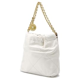 Chanel-Bolso Chanel 22 Marca Coco Cuero de ternera brillante-Blanco