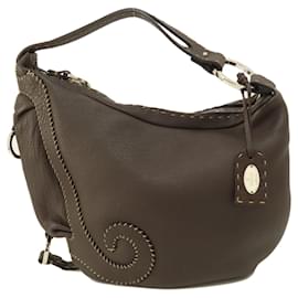 Fendi-Sac à main en cuir Fendi Selleria-Marron