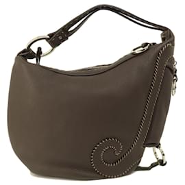 Fendi-Sac à main en cuir Fendi Selleria-Marron