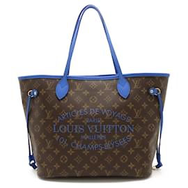 Louis Vuitton-Louis Vuitton Monogram Ikat Flower Neverfull MM Tote Bag-Blue