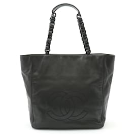 Chanel-Bolso Tote de Cadena de Plástico Coco Mark de Chanel-Negro