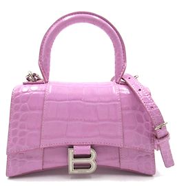 Bolsa de couro roxa em relevo Hourglass da Balenciaga Roxo