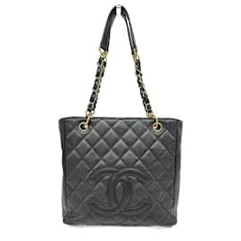 Chanel-Bolsa tote de couro caviar preto Chanel-Preto