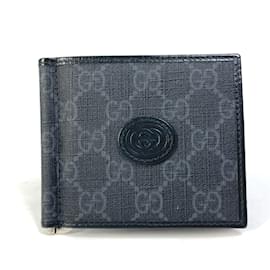 Gucci-Gucci 700686 GG Money Clip Bi-Fold Wallet-Black