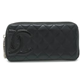 Chanel-Chanel Cambon Line Long Wallet-Black,Pink