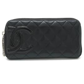 Chanel-Chanel Cambon Line Long Wallet-Black,Pink