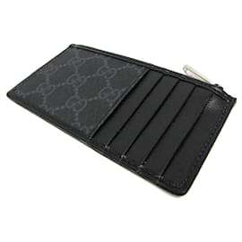 Gucci-Gucci Interlocking G Leather GG Supreme Card Case-Black