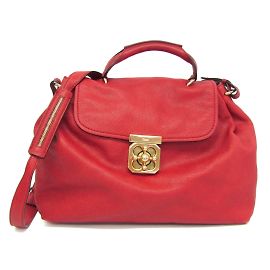 Chloé Elsie Top Handle Leather Handbag Red