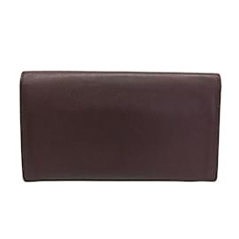 Hermès-Hermes Citizen Twill Long Silk In Men's Leather Bill Wallet-Dark red
