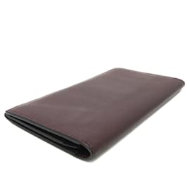 Hermès-Hermes Citizen Twill Long Silk In Men's Leather Bill Wallet-Dark red