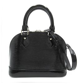 Louis Vuitton Alma BB Black Epi-electric Patent Leather Handbag Black