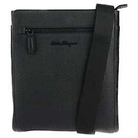 Salvatore Ferragamo-Salvatore Ferragamo Black Leather Crossbody Bag-Black