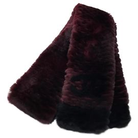 Sciarpa Chanel CC Mark in Rosso Bordeaux e Nero Rosso
