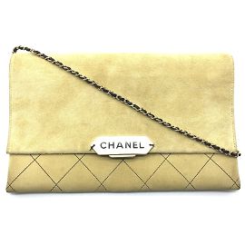 Bolsa de ombro de couro bege Chanel Bege