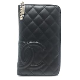 Chanel-Cartera larga con cremallera de la línea Cambon A26710 de Chanel-Negro