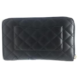 Chanel-Cartera larga con cremallera de la línea Cambon A26710 de Chanel-Negro