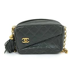 Sac à épaule en cuir gris Chanel Marron