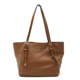 Prada-Bolso tote de cuero marrón Prada-Castaño