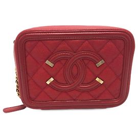 Chanel A84452 CC Filigrana Mini Borsa a Spalla Rosso