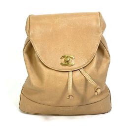 Chanel Vintage Beiger Leder Rucksack Beige