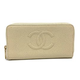Chanel A13228 Beige Leather Long Wallet Beige