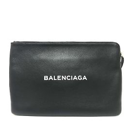 Pochette en cuir noir Balenciaga Noir