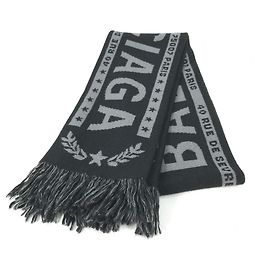 Sciarpa con frange e logo Balenciaga Nero