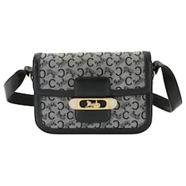 Céline-Bolso de hombro de cuero Celine Sulky Carriage Hardware-Azul marino