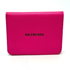 Balenciaga Pink Leather Bi-Fold Wallet Pink
