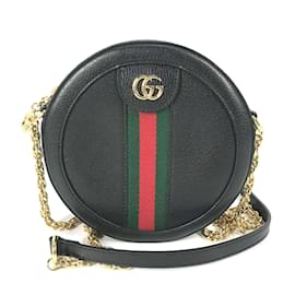 Gucci-Gucci 550618 Shelly Line GG Pochette Crossbody Chain Bag-Black