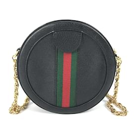 Gucci-Gucci 550618 Shelly Line GG Pochette Crossbody Chain Bag-Black