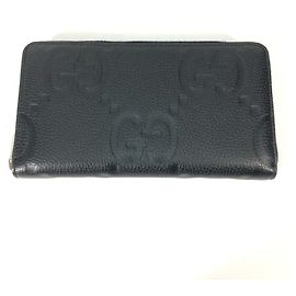 Gucci Jumbo GG Zip Around Long Wallet Black
