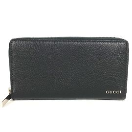 Gucci Black Leather Long Wallet Black