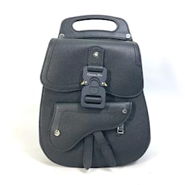 Christian Dior-Christian Dior Black Leather Saddle Backpack-Black