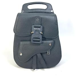 Christian Dior-Christian Dior Black Leather Saddle Backpack-Black