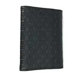 Gucci-Gucci 544030 Guccissima Two Fold Card Case-Black